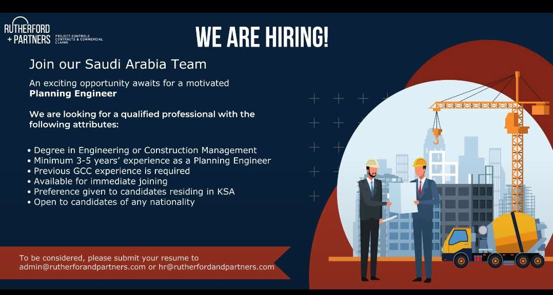 Planning Engineer Jobs in Saudi Arabia | Rutherford & Partners Hiring Now