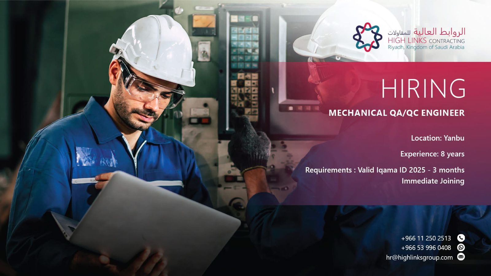 Mechanical QA/QC Engineer Job in Yanbu, Saudi Arabia – Immediate Hiring