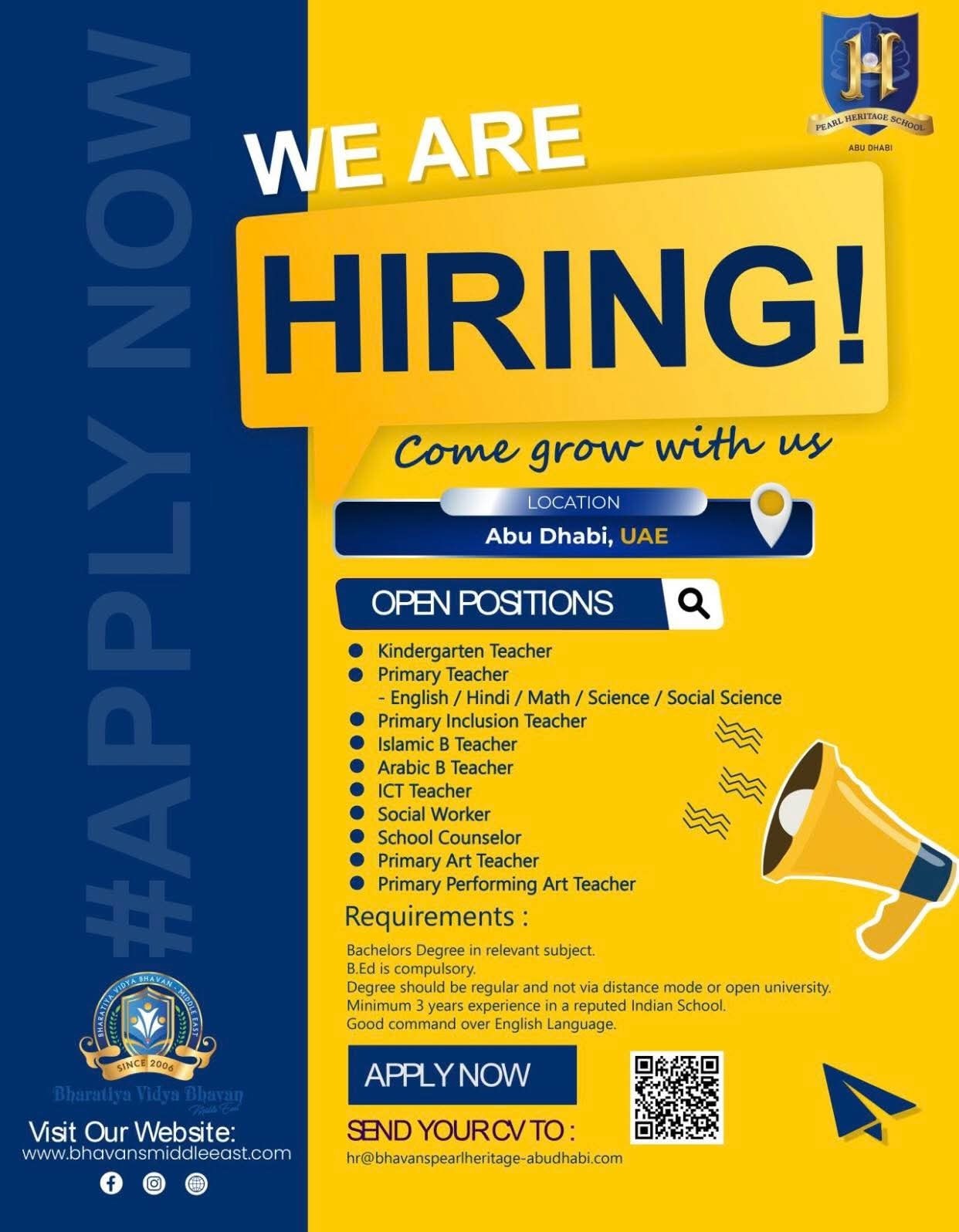 Teaching Jobs in Abu Dhabi 2025 | Pearl Heritage School Hiring Teachers & School Staff