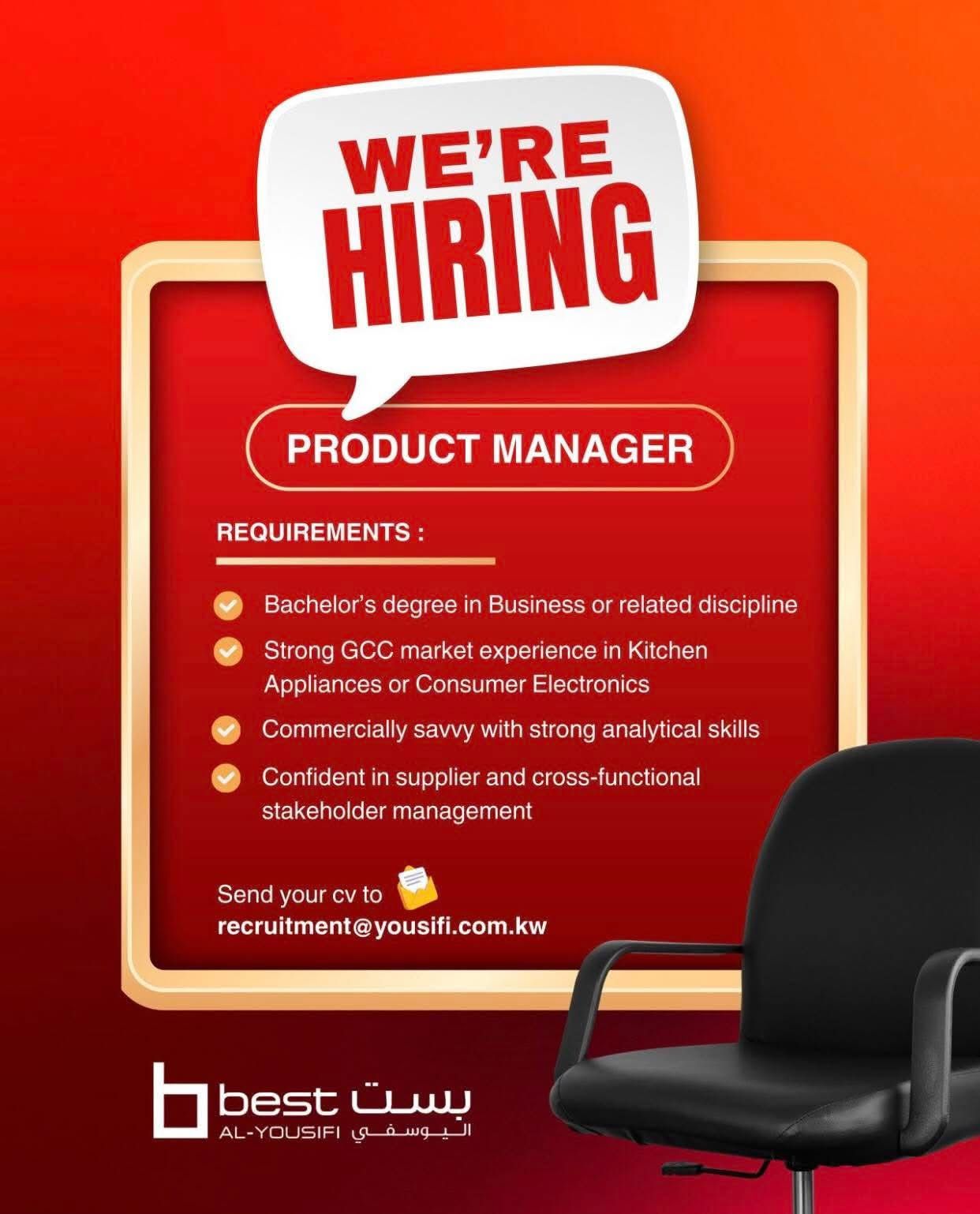 Product Manager Career Opportunity – Al-Yousifi | Kitchen Appliances & Electronics